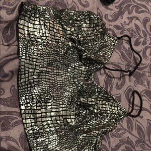 Silver Crocodile Print Crop Top